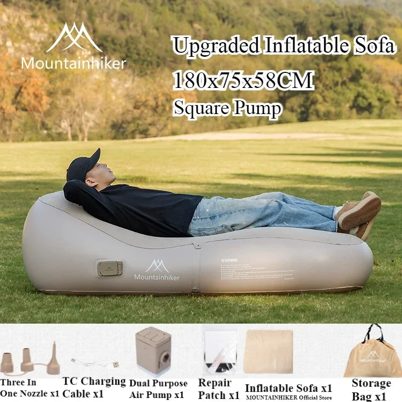 Matelas de camping gonflable automatique kaki, vue d'ensemble