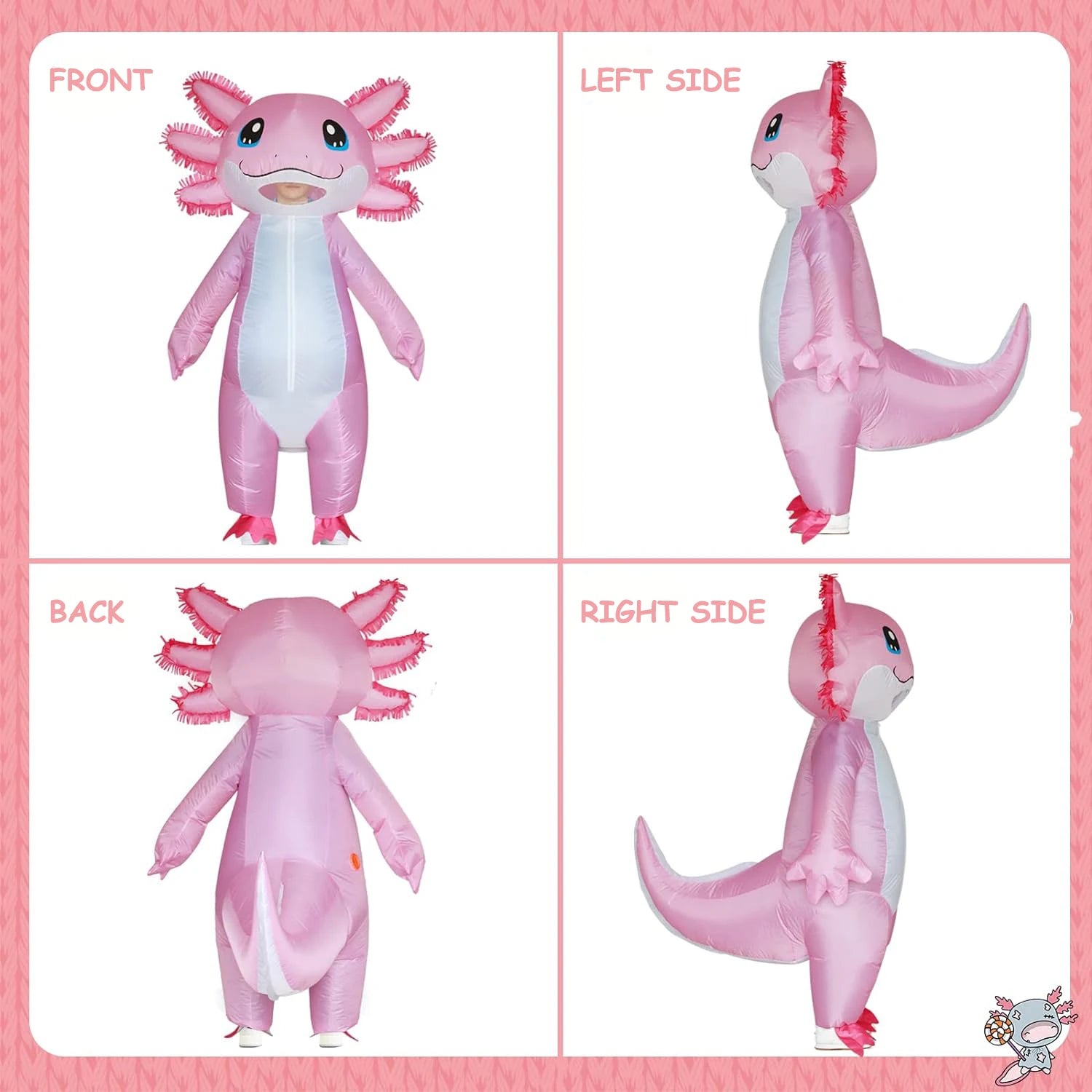 Déguisement axolotl gonflable polyester unisexe