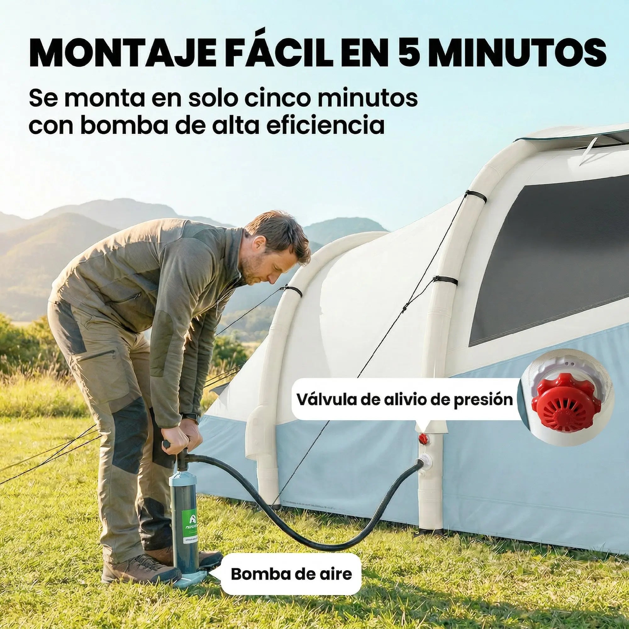 Tente gonflable 2-3 personnes tissu Oxford imperméable