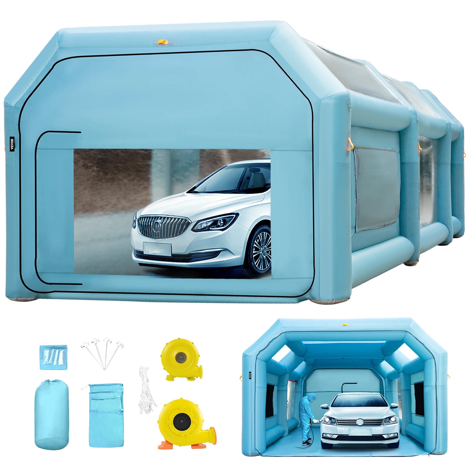 Cabine de peinture gonflable 8x4x3m vue extérieure