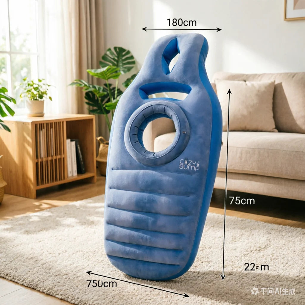 Matelas gonflable maternité avec trou central en PVC floqué bleu