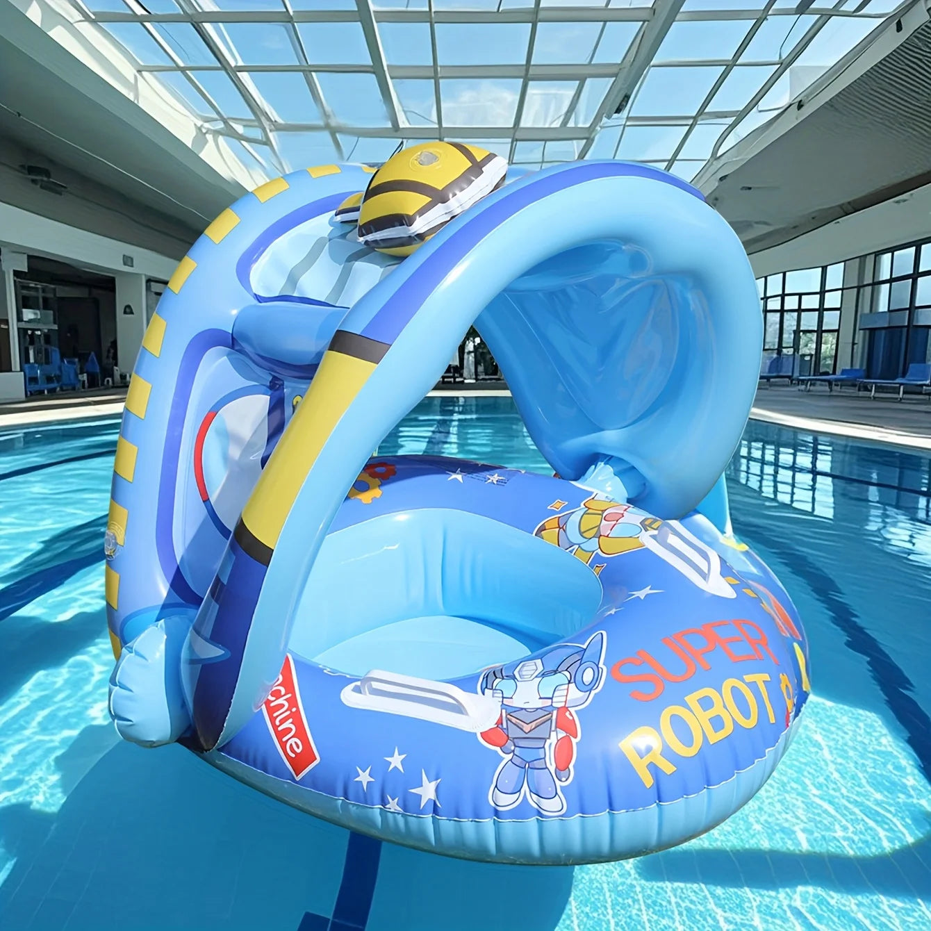 Bouée gonflable siège flottant ergonomique bleu piscine