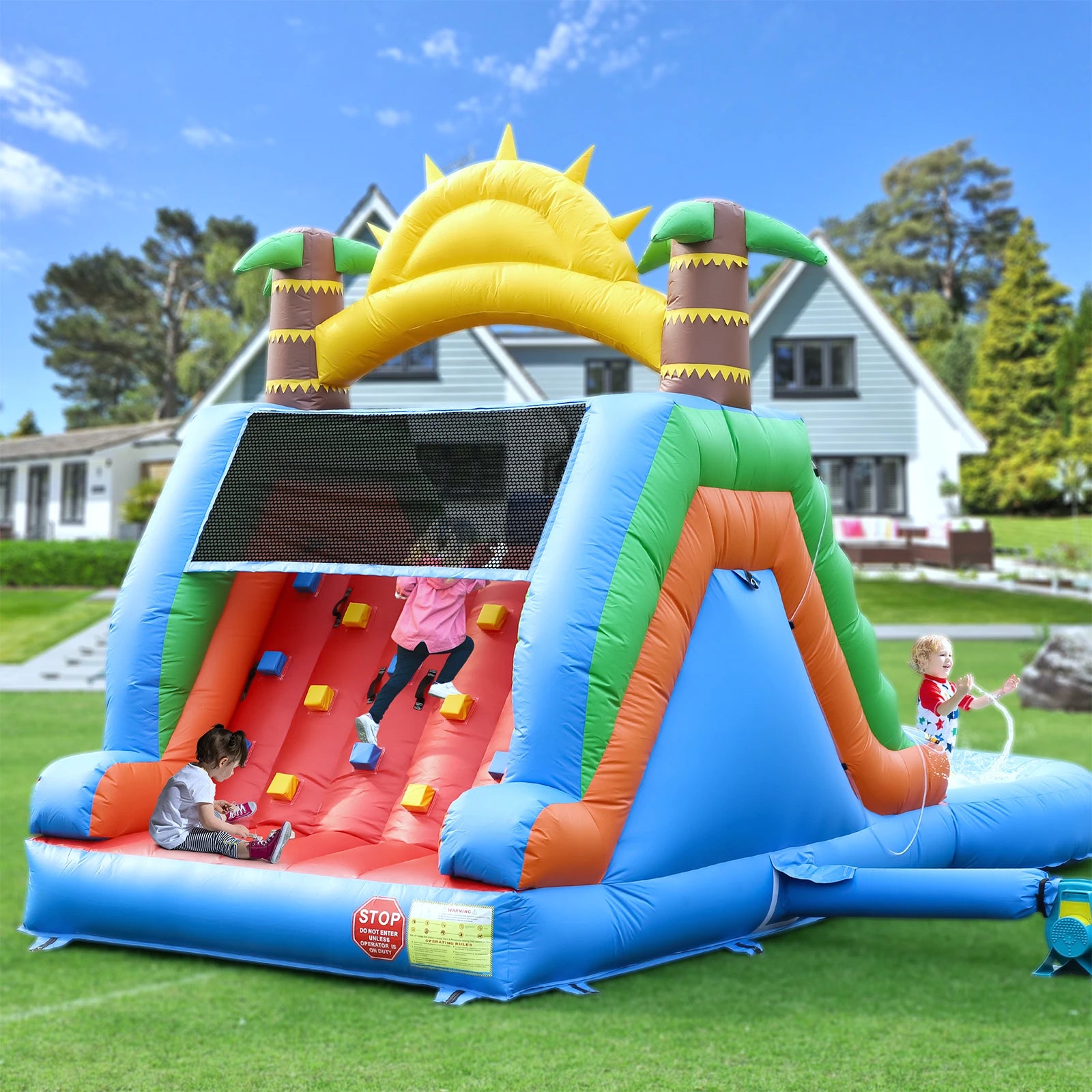 Toboggan gonflable PVC avec piscine à bulles et glissière