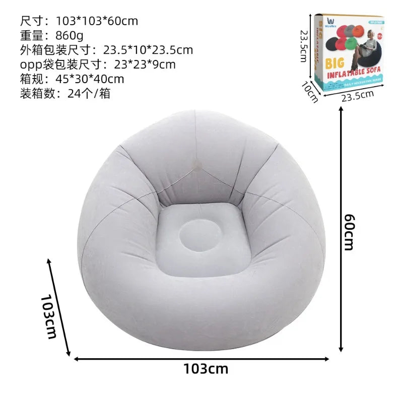 Fauteuil gonflable rangé dans son sac de transport