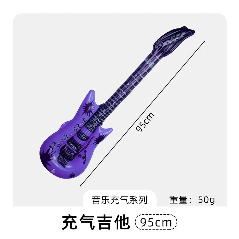 Guitare gonflable argent décoration anniversaire musical