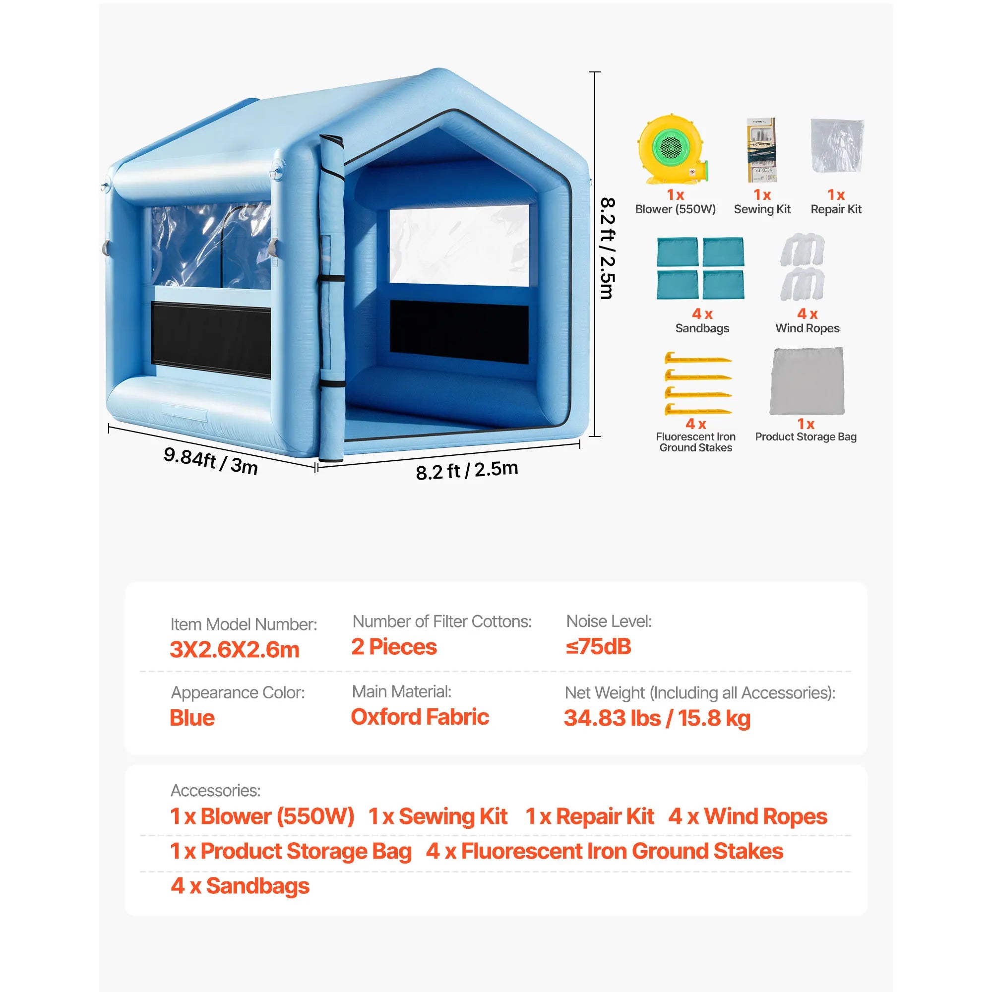 Cabine de peinture gonflable usage professionnel extérieur