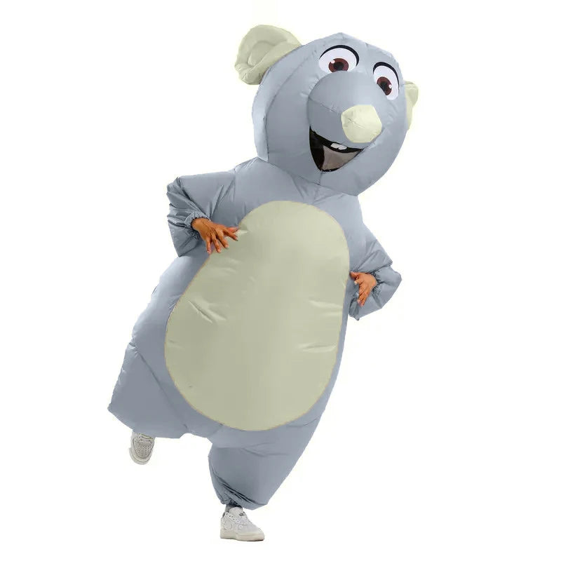 Costume gonflable souris adulte gris vue de face