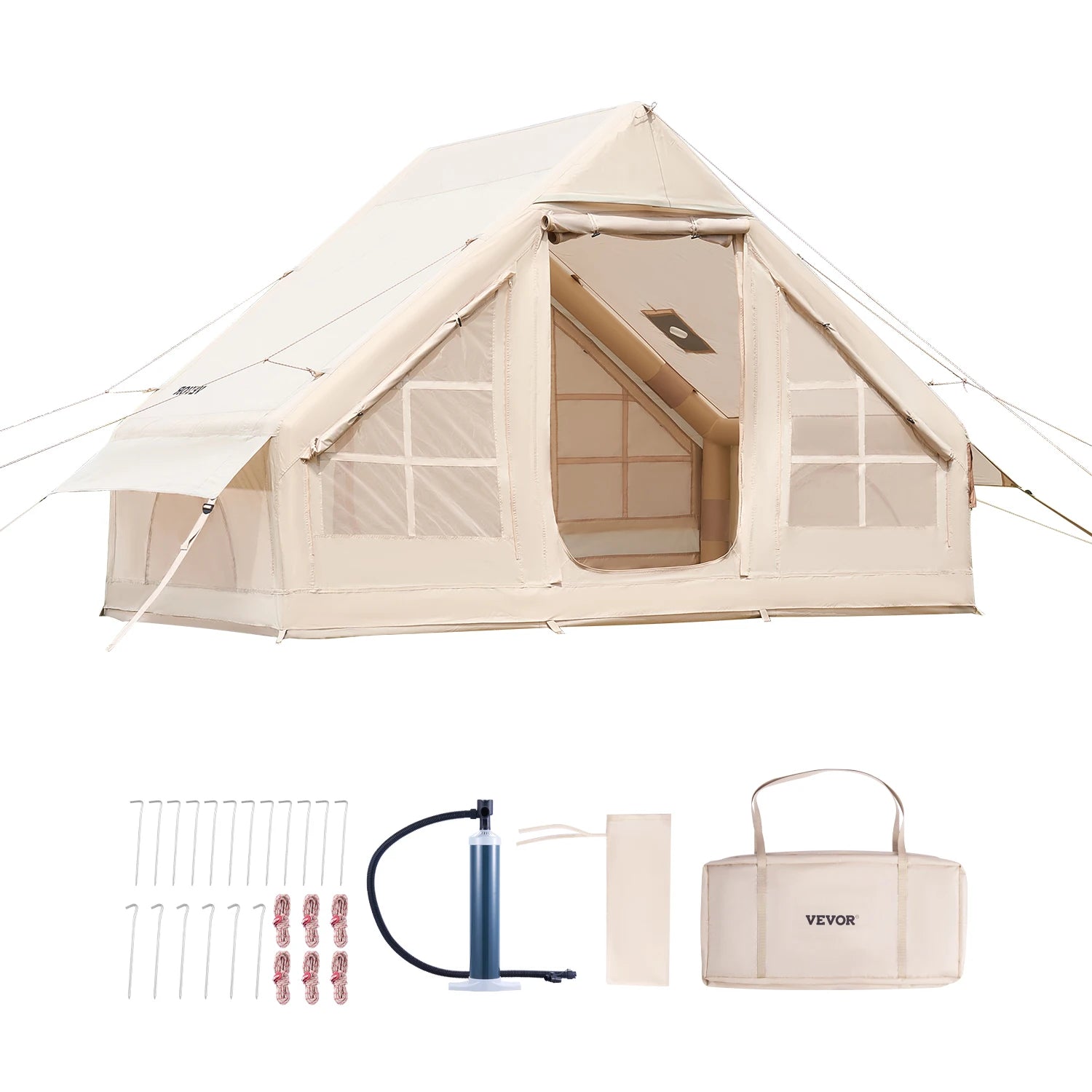 Tente gonflable camping Oxford montée en extérieur