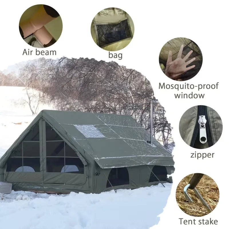Fermeture éclair de la tente gonflable vert militaire