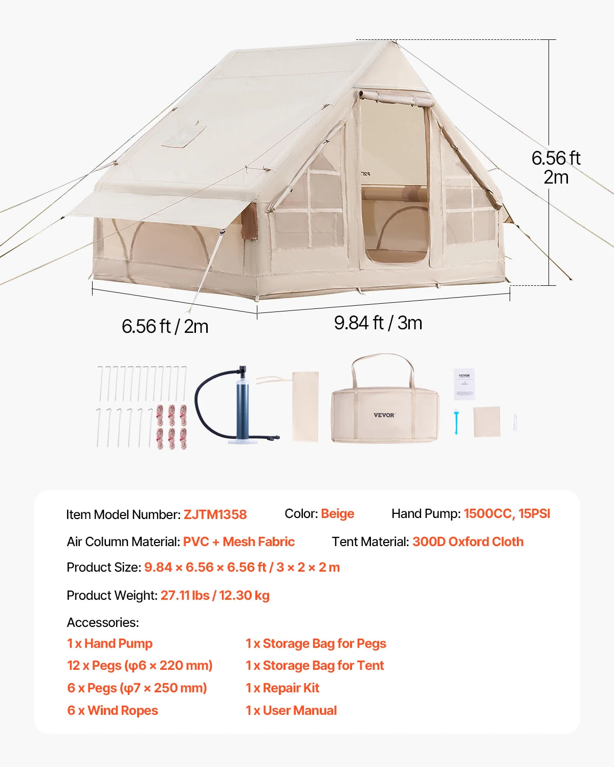 Tente gonflable camping installée sur un terrain naturel