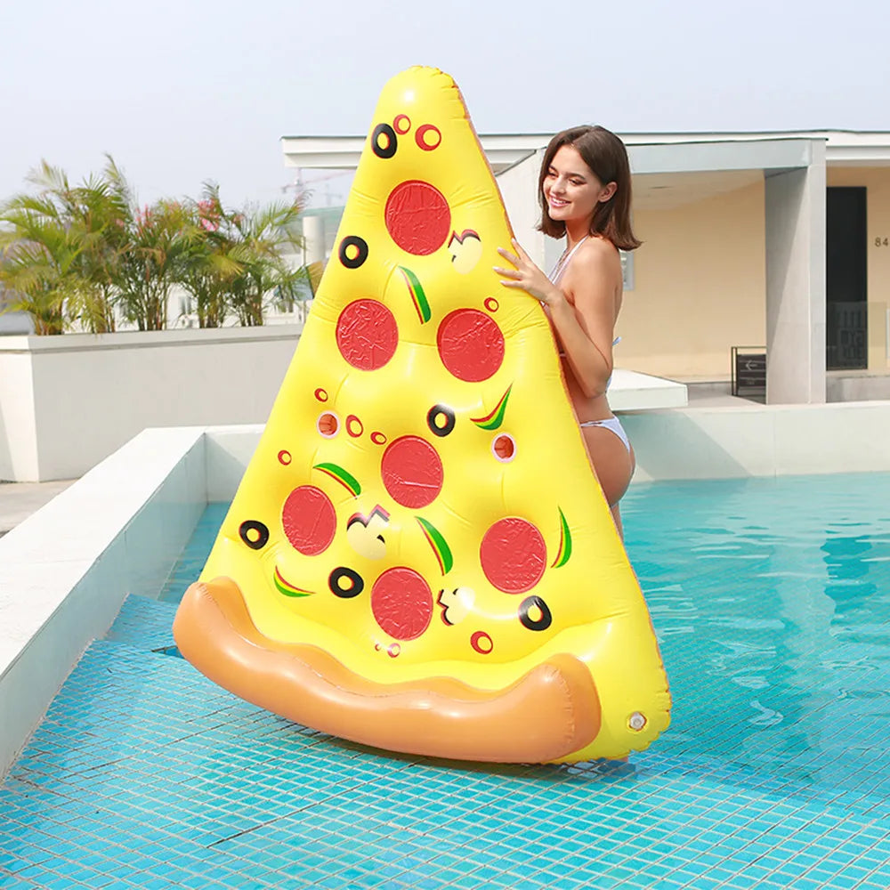 Bouée gonflable XXL pizza jaune pour la piscine