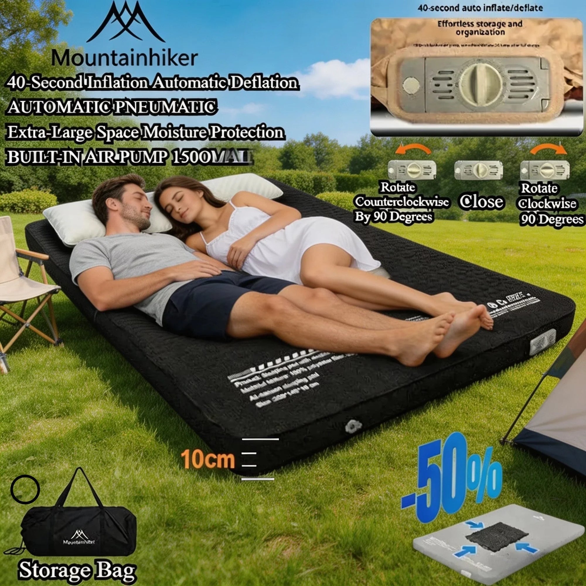 Matelas de camping gonflable avec batterie intégrée