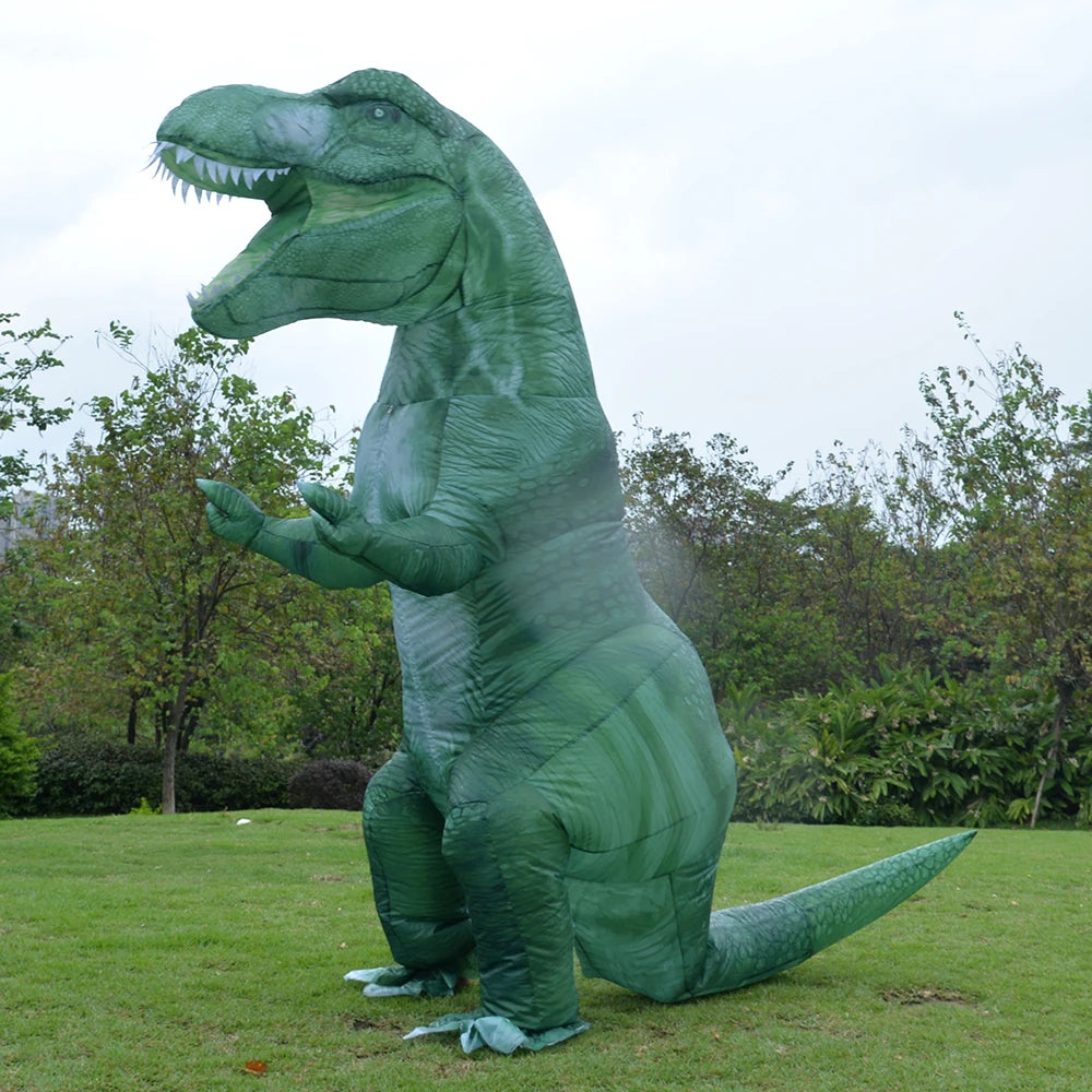 Tyrannosaure gonflable brun détail peau écailleuse