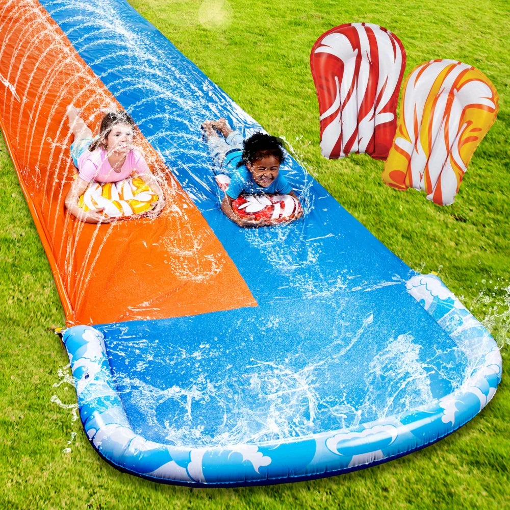 Toboggan aquatique gonflable géant 10 m double piste