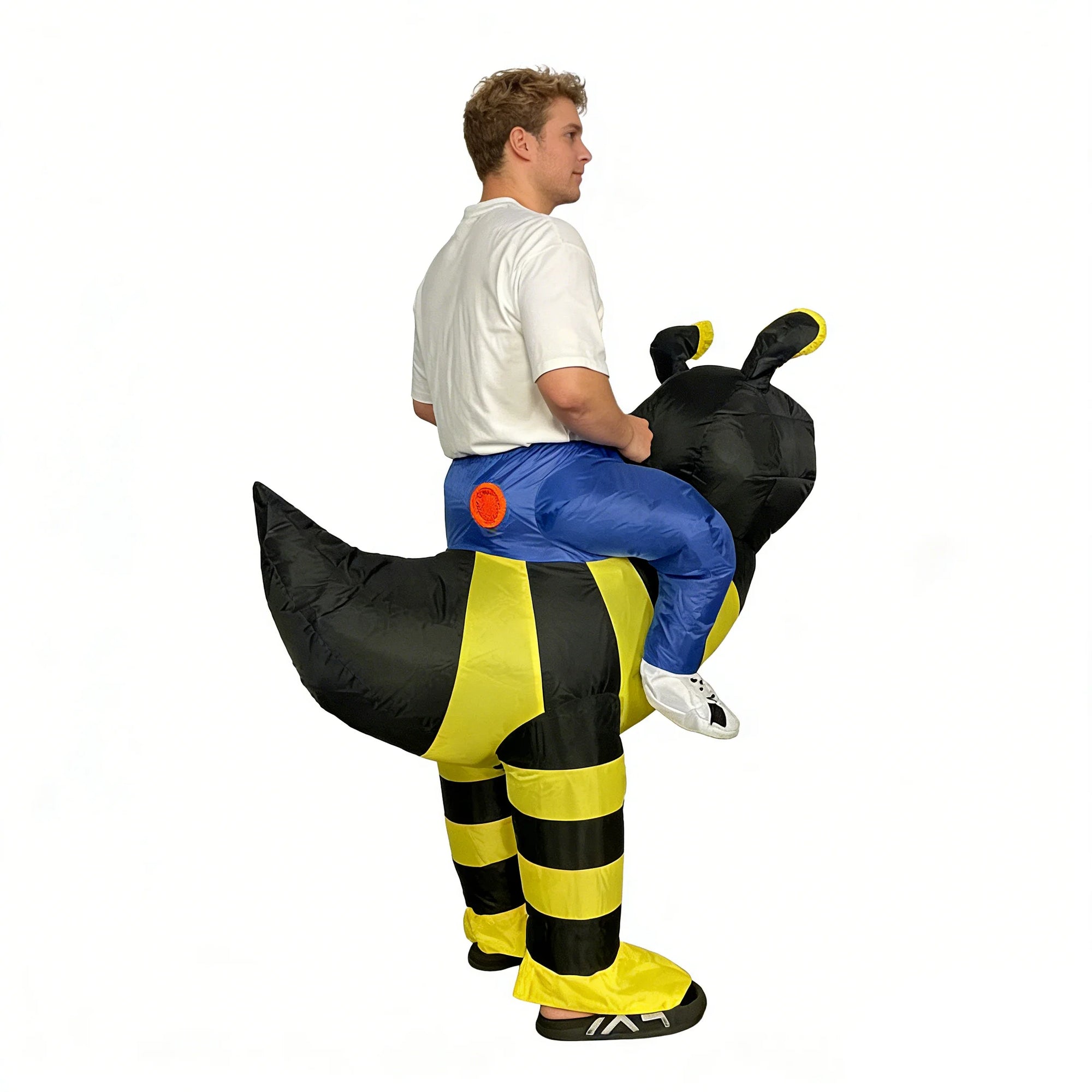 Détail costume abeille gonflable qualité polyester adulte