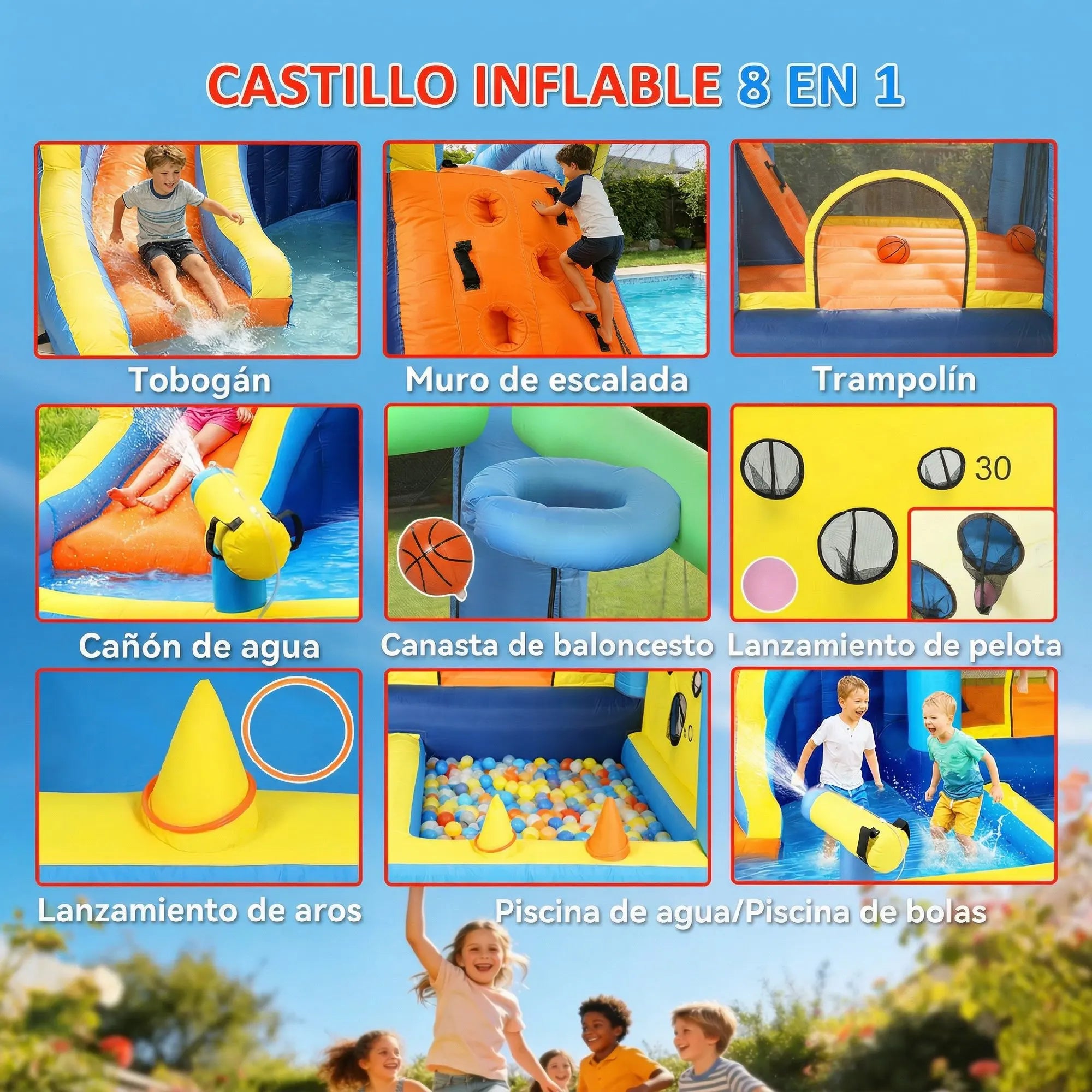 Piscines du château gonflable aquatique 8 en 1