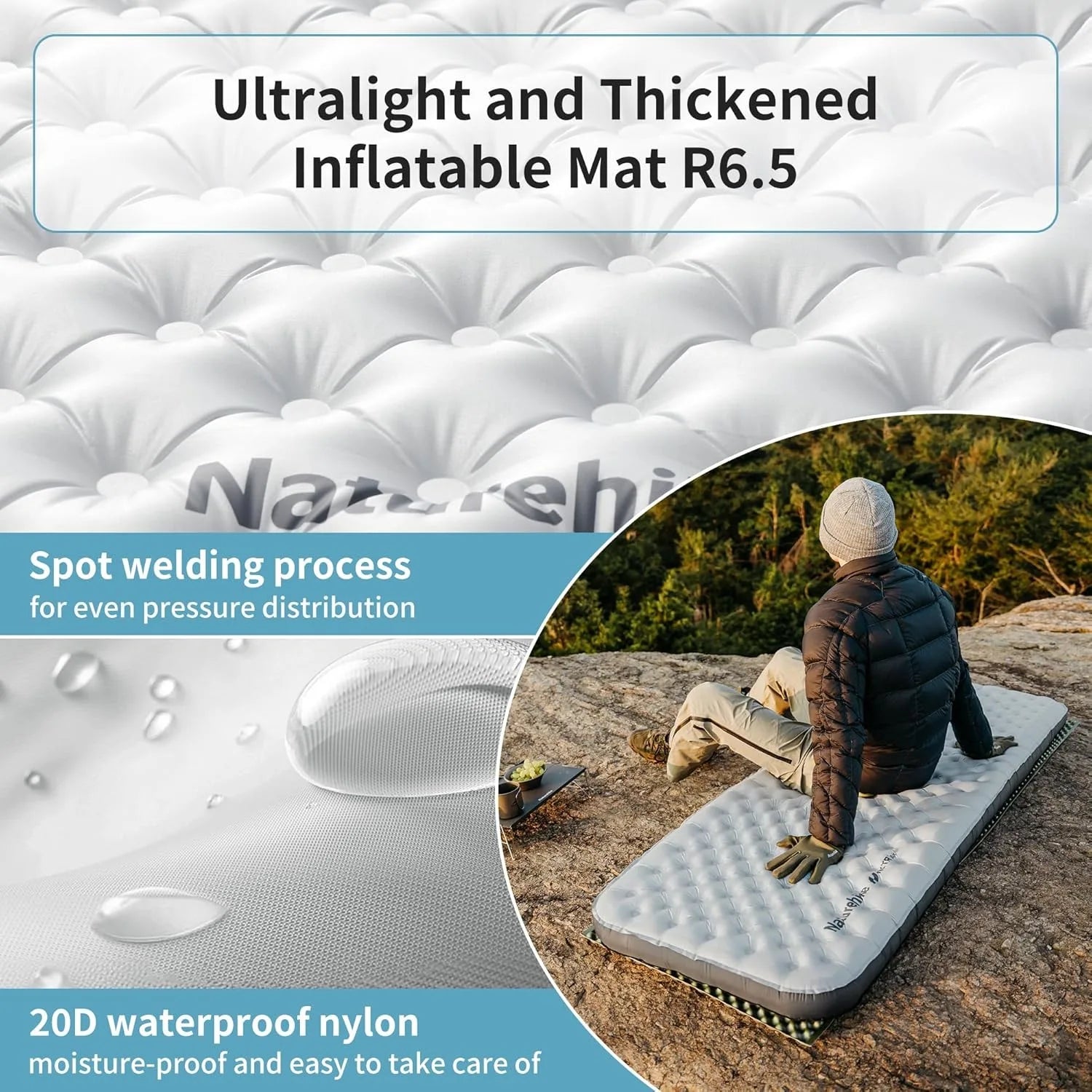 Matelas de camping gonflable plié pour le transport
