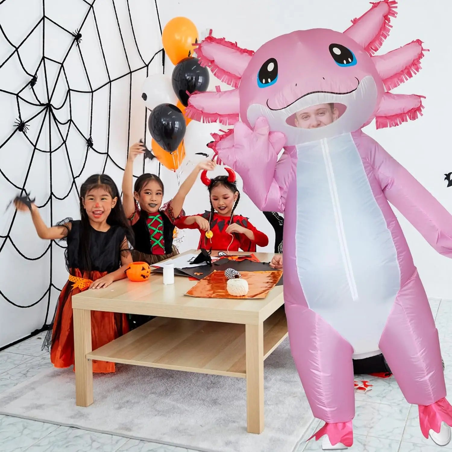 Costume axolotl rose gonflable carnaval