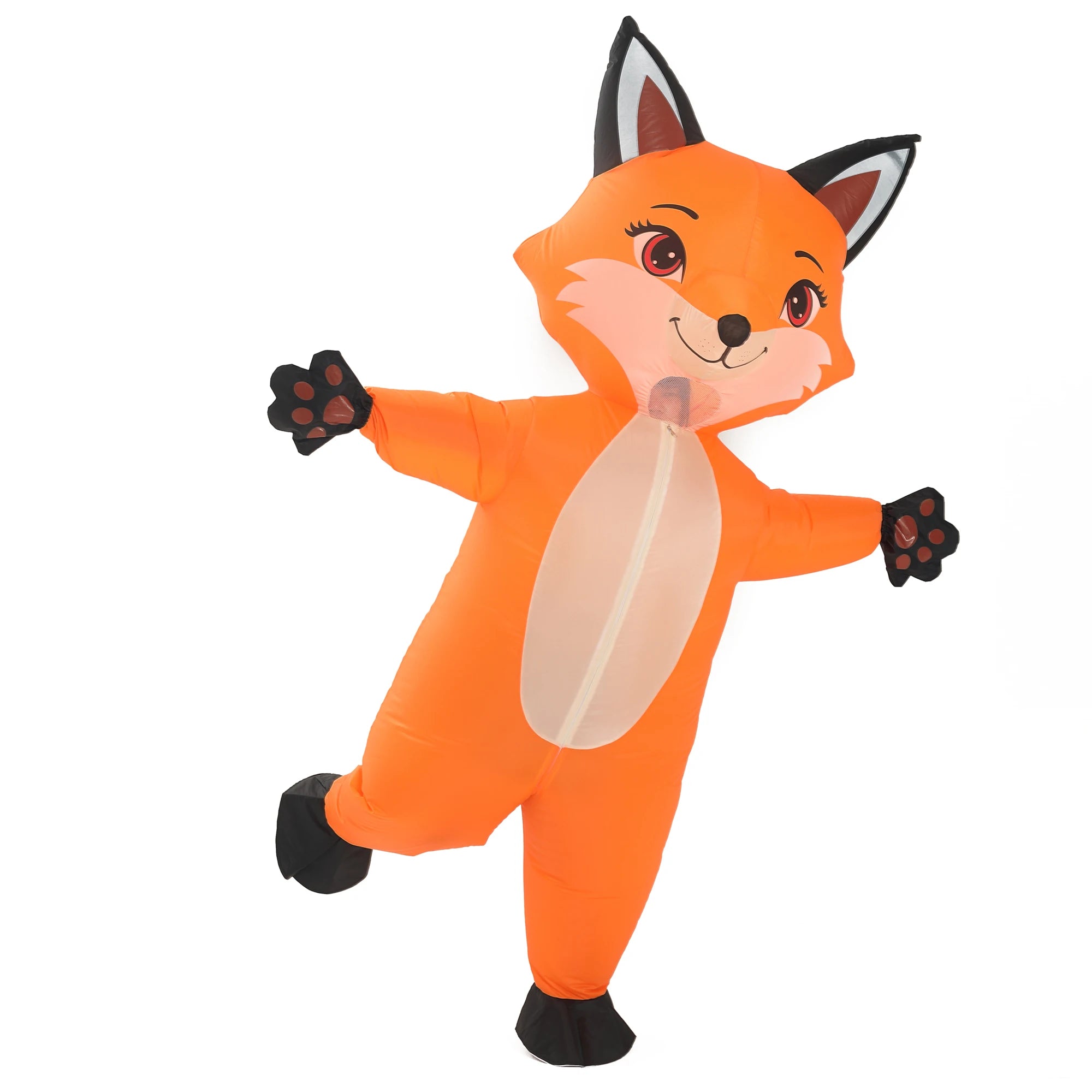 Renard gonflable déguisement animal orange ventilateur