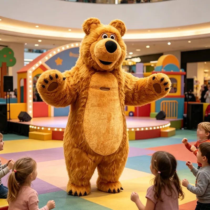 Costume gonflable mascotte Ours porté lors d'une animation