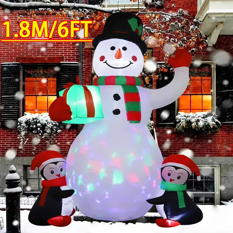 Décoration Noël gonflable bonhomme de neige LED 1,8 m jardin nuit