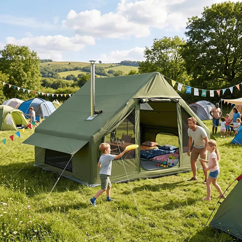 Tente gonflable glamping installée en pleine nature