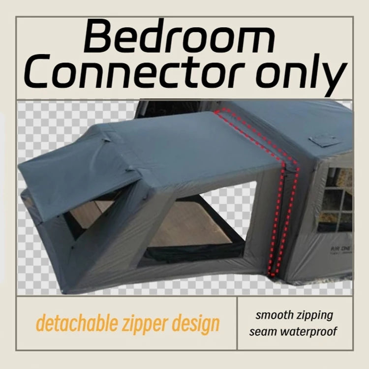 Détail des mâts en aluminium de la tente gonflable