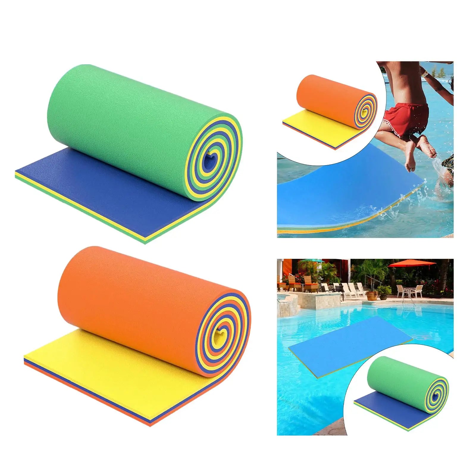Tapis flottant mousse coloré sur l'eau d'une piscine