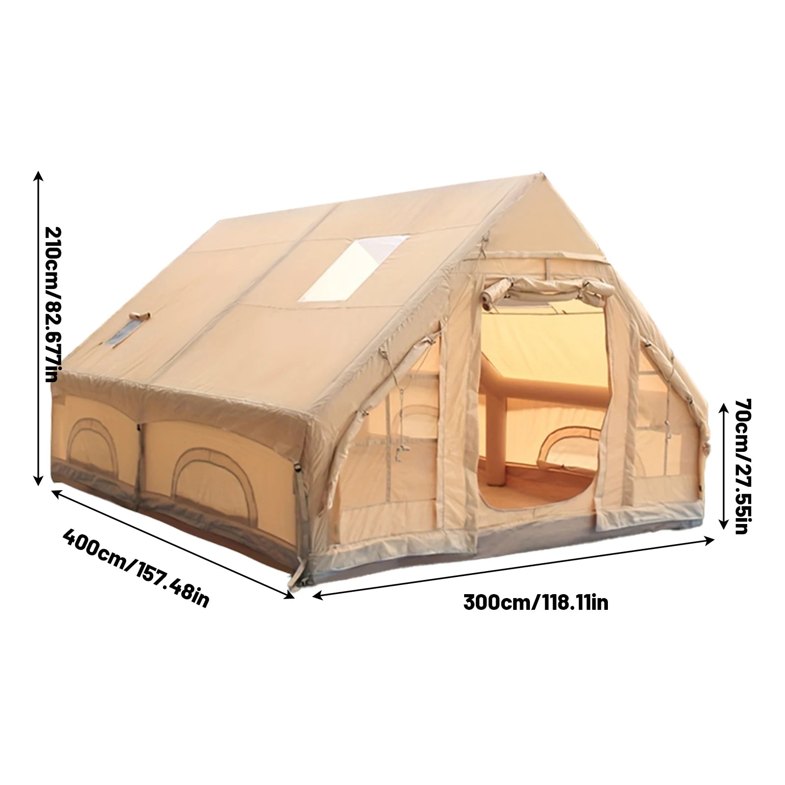 Vue de nuit de la tente gonflable de camping