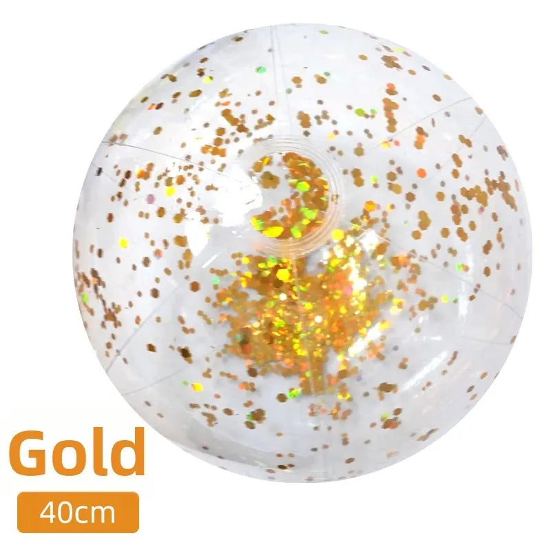Ballon plage gonflable paillettes comparé à taille main
