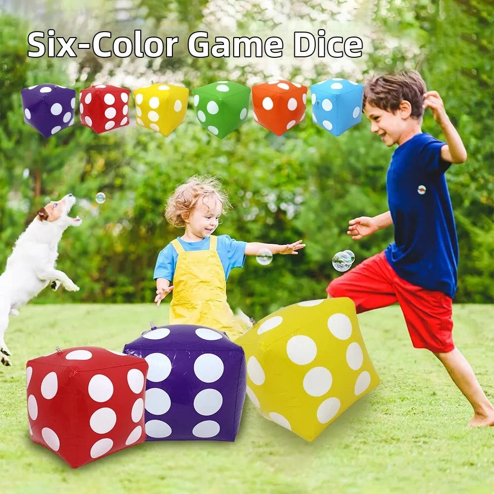 Dés gonflables géants 30cm PVC colorés plage