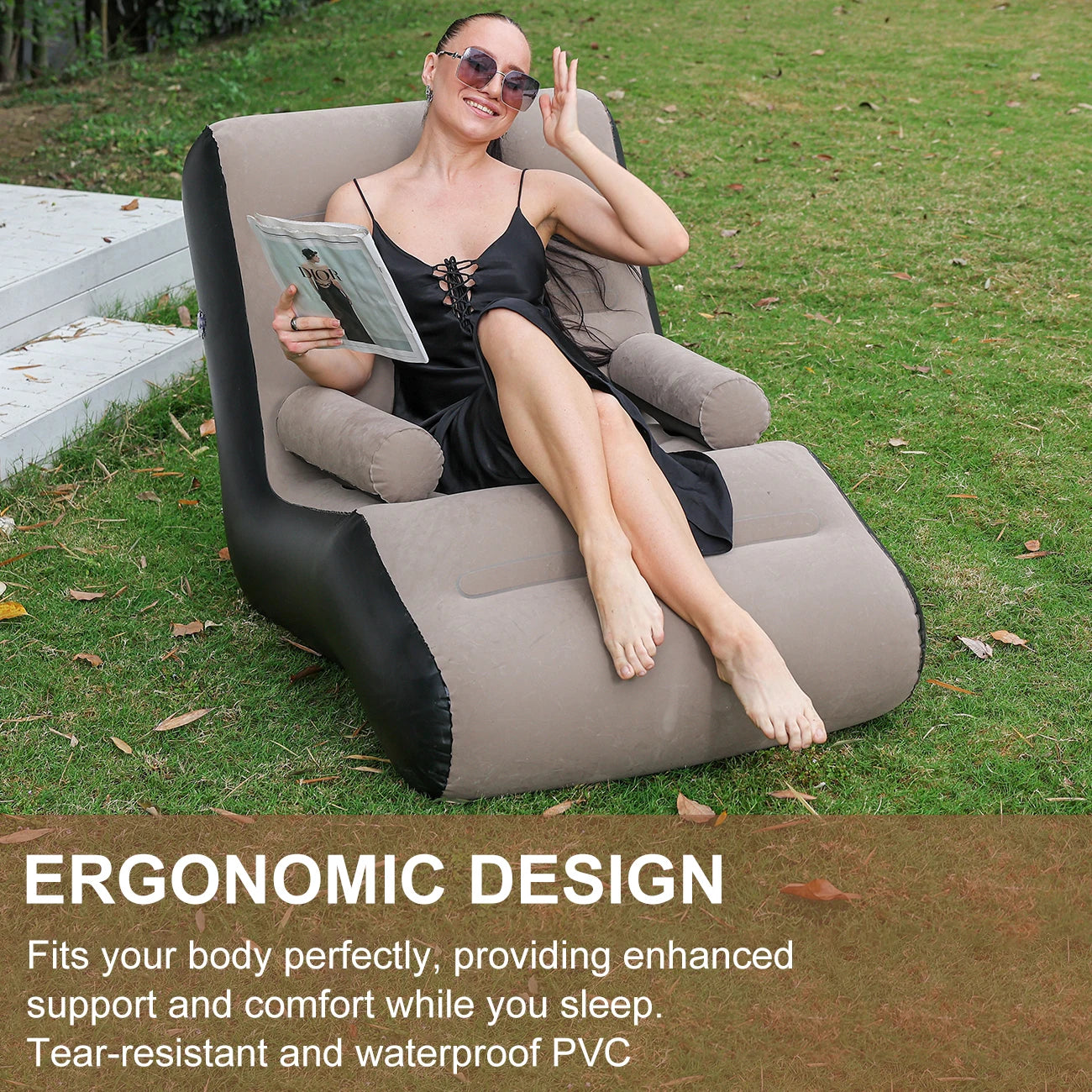 Fauteuil gonflable inclinable en caoutchouc sans produits chimiques