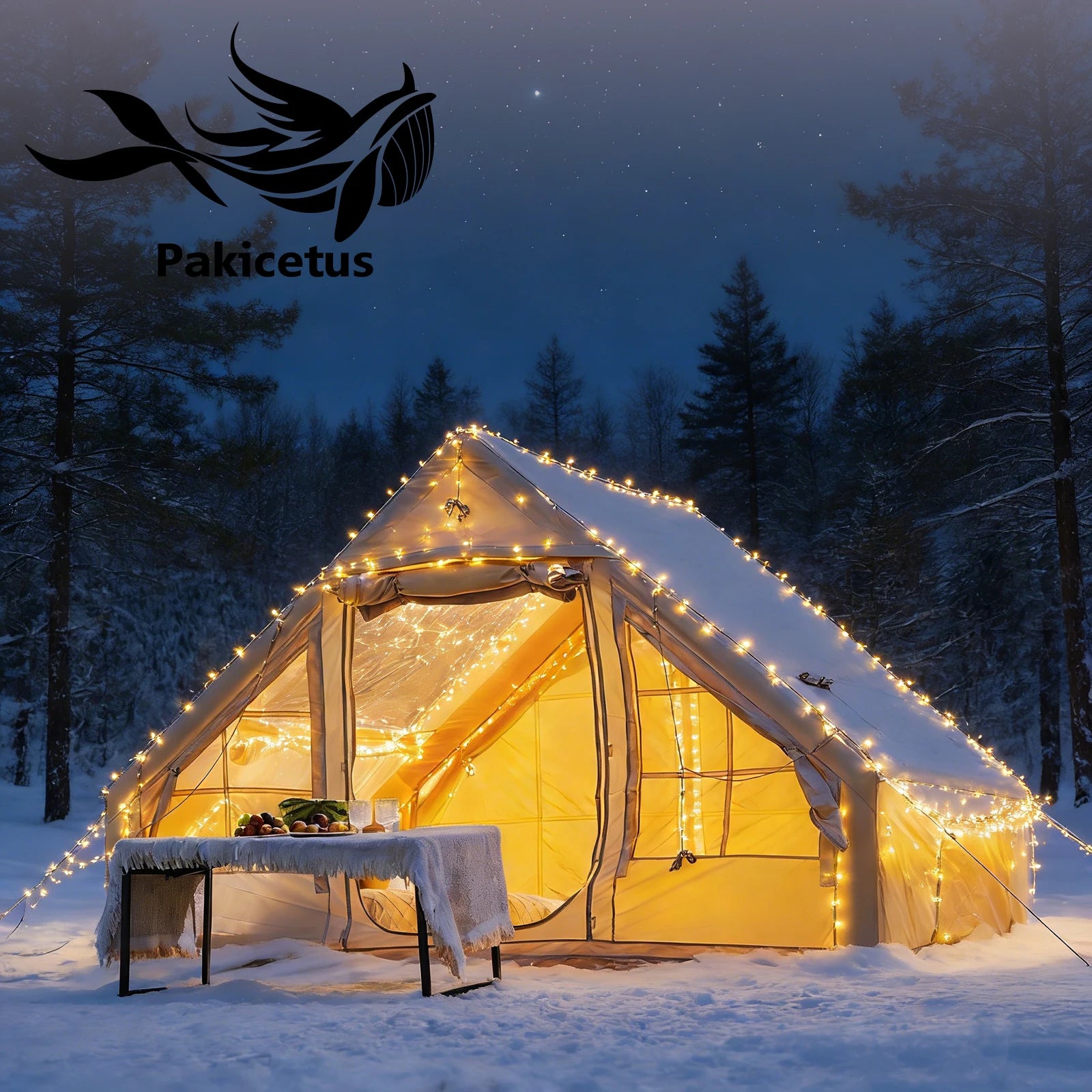 Tente gonflable luxe étanche installée en extérieur