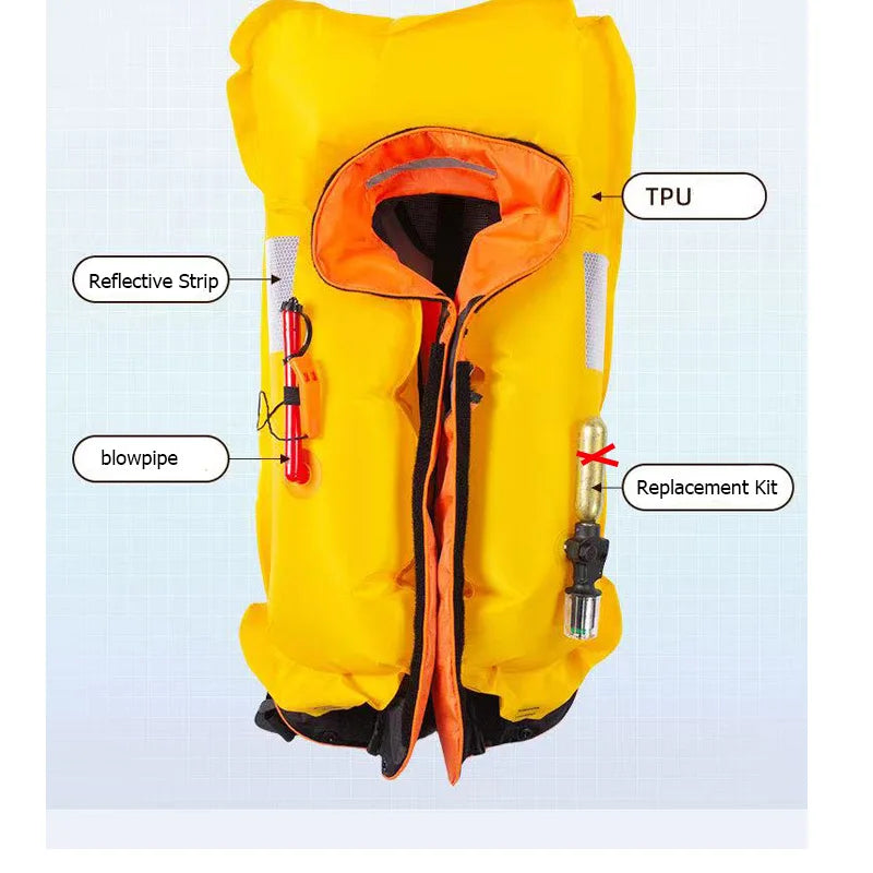 Accessoire Gonflable Gilet Pêche Kayak en situation d'utilisation