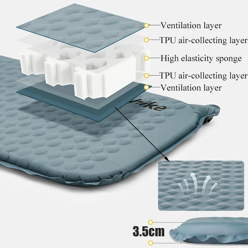 Matelas gonflable modèle momie bleu pour la randonnée