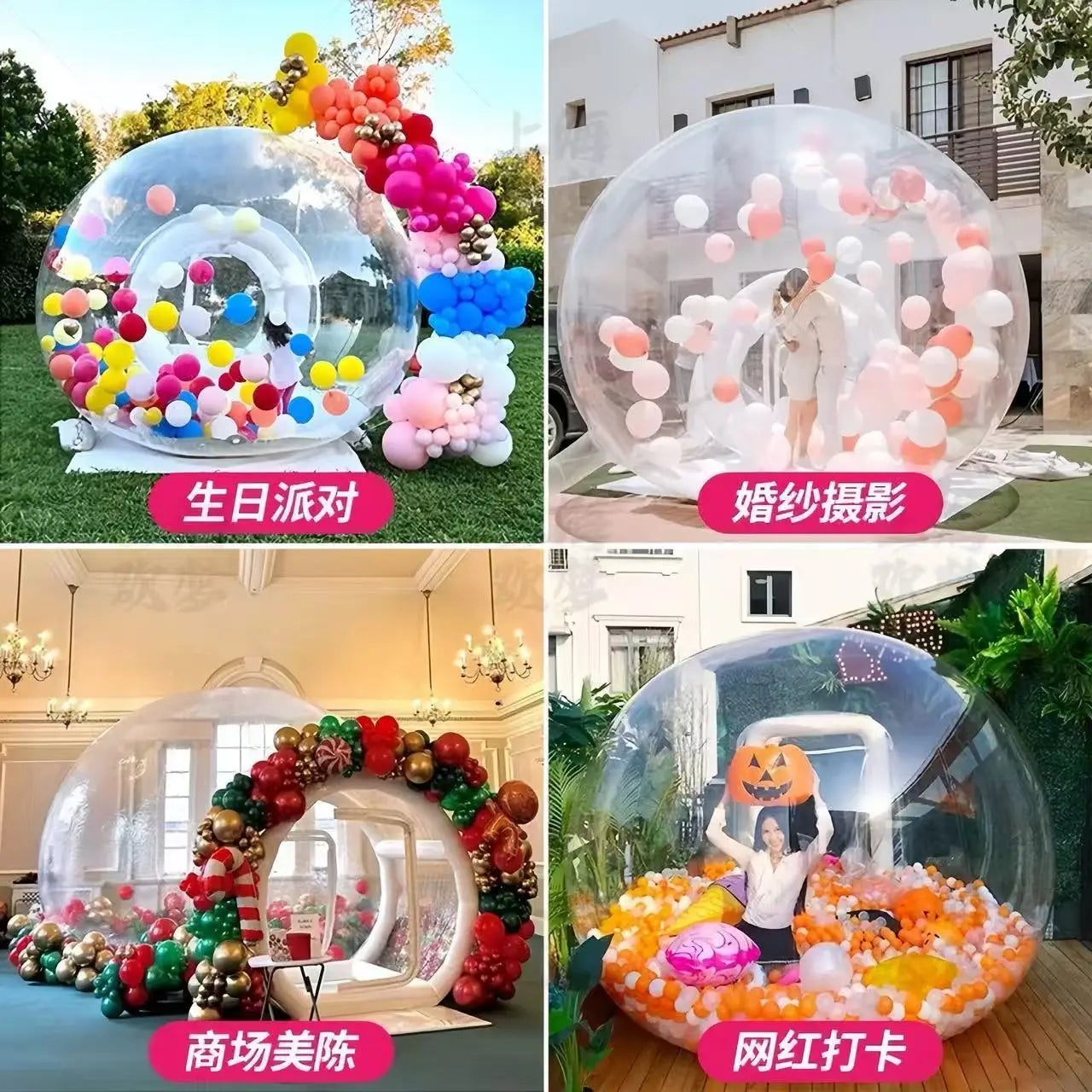 Bulle gonflable transparente avec souffleur d'air fourni