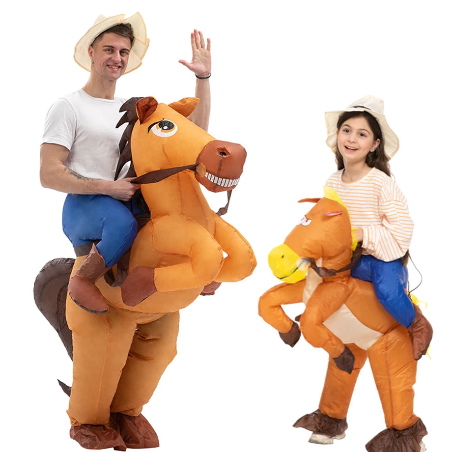 Costume gonflable cheval cowboy équitation adulte vue principale