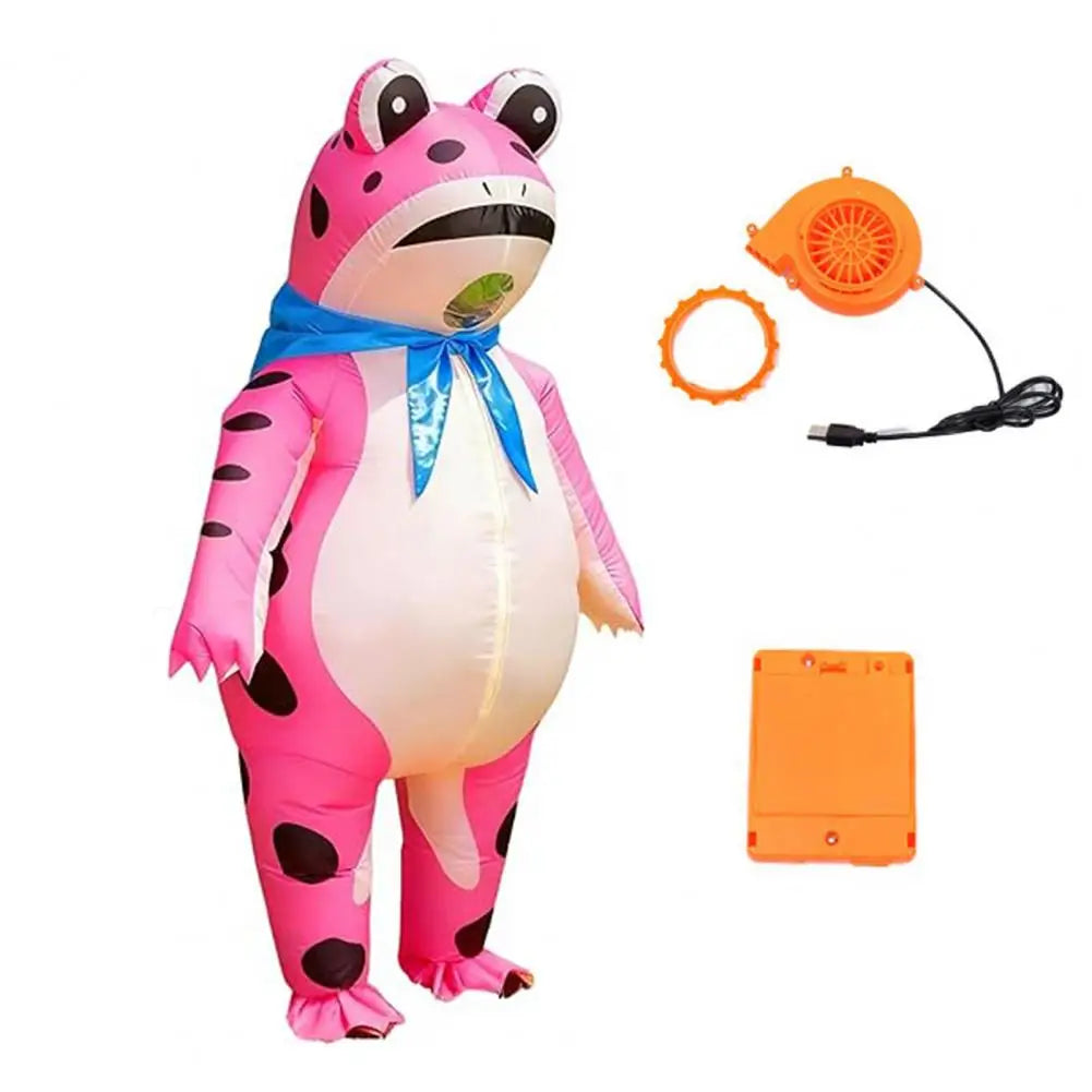 Détail de la fermeture éclair du costume gonflable grenouille