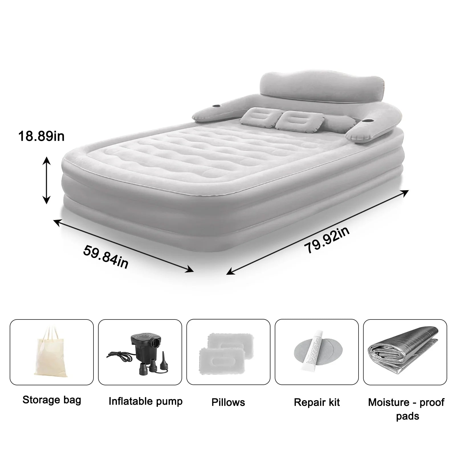 Vue latérale du matelas de camping gonflable montrant son épaisseur