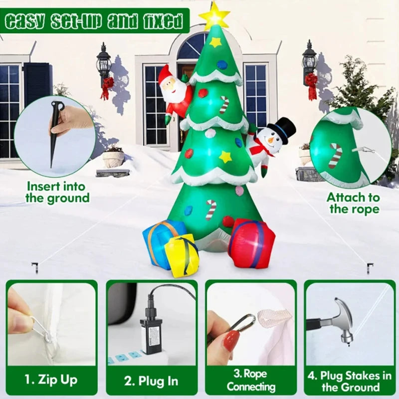 Arbre de noël gonflable LED atmosphère féerique jardin nuit
