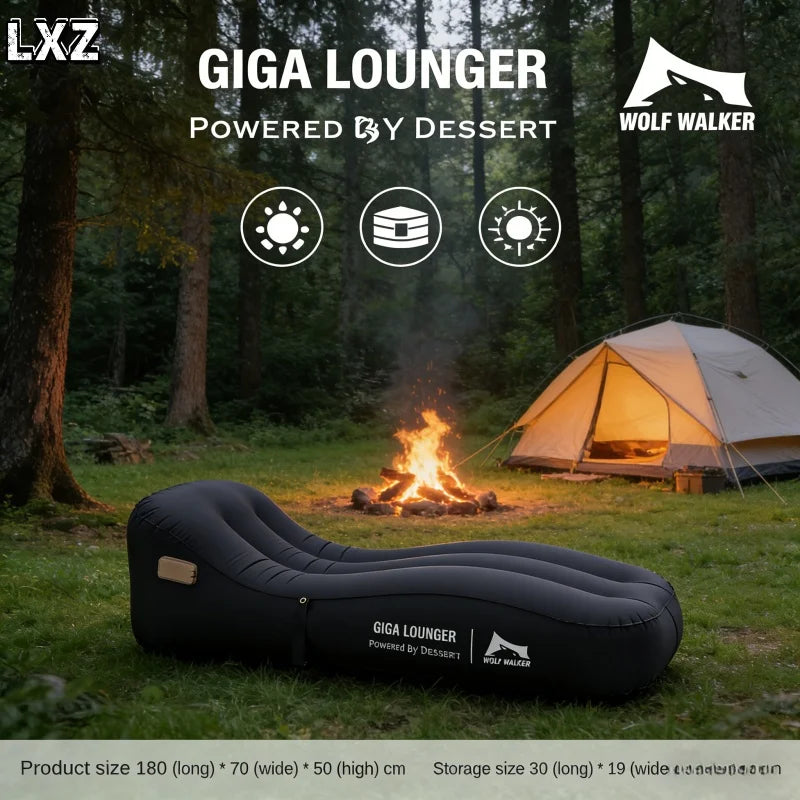 Canapé gonflable de camping vue d'ensemble