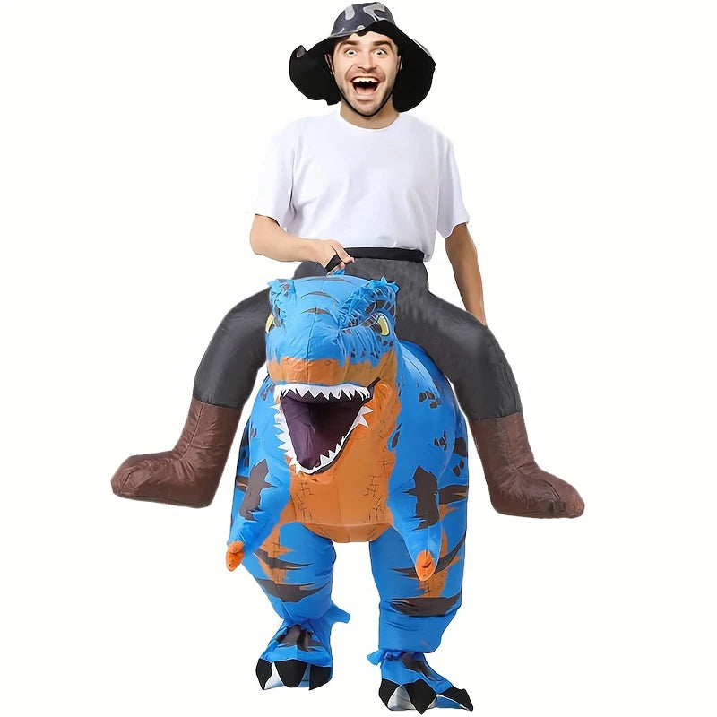 Costume gonflable dinosaure à cheval carnaval