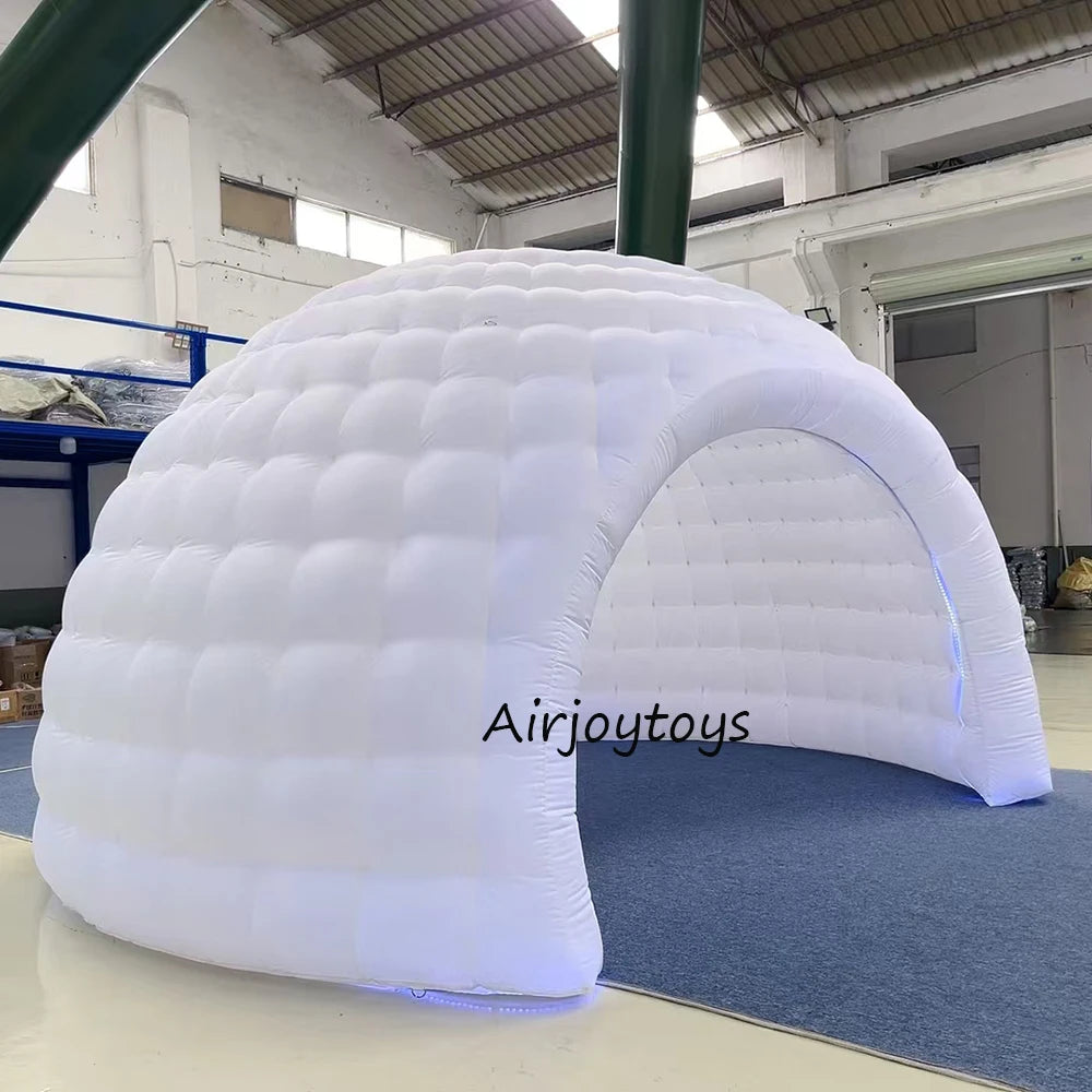 Tente gonflable dôme illuminée par éclairage LED de nuit