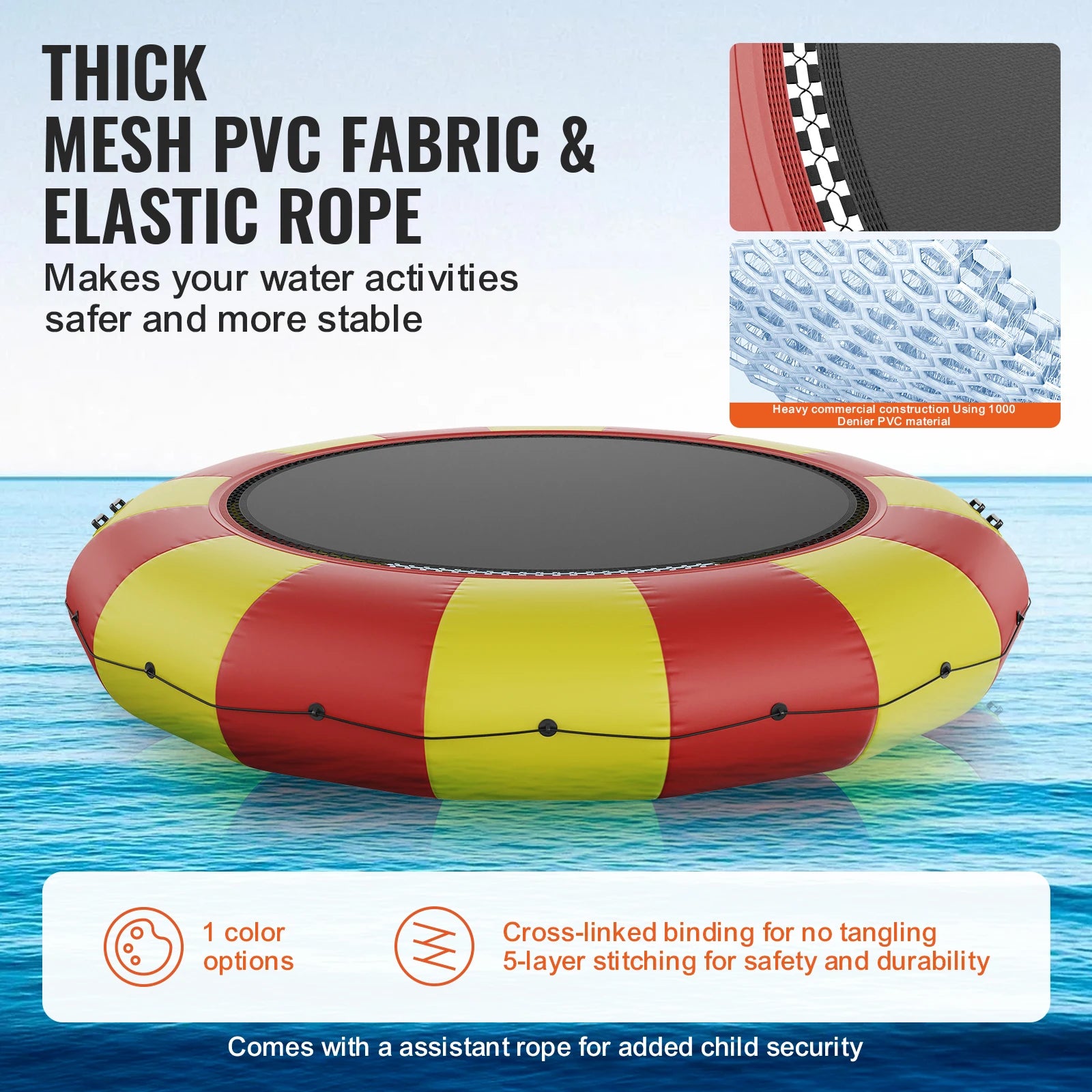 Trampoline gonflable aquatique flottant 17 pieds sur lac
