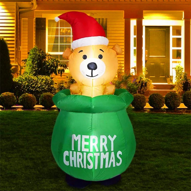 Décoration Noël gonflable ours 150 cm avec LED illuminé la nuit