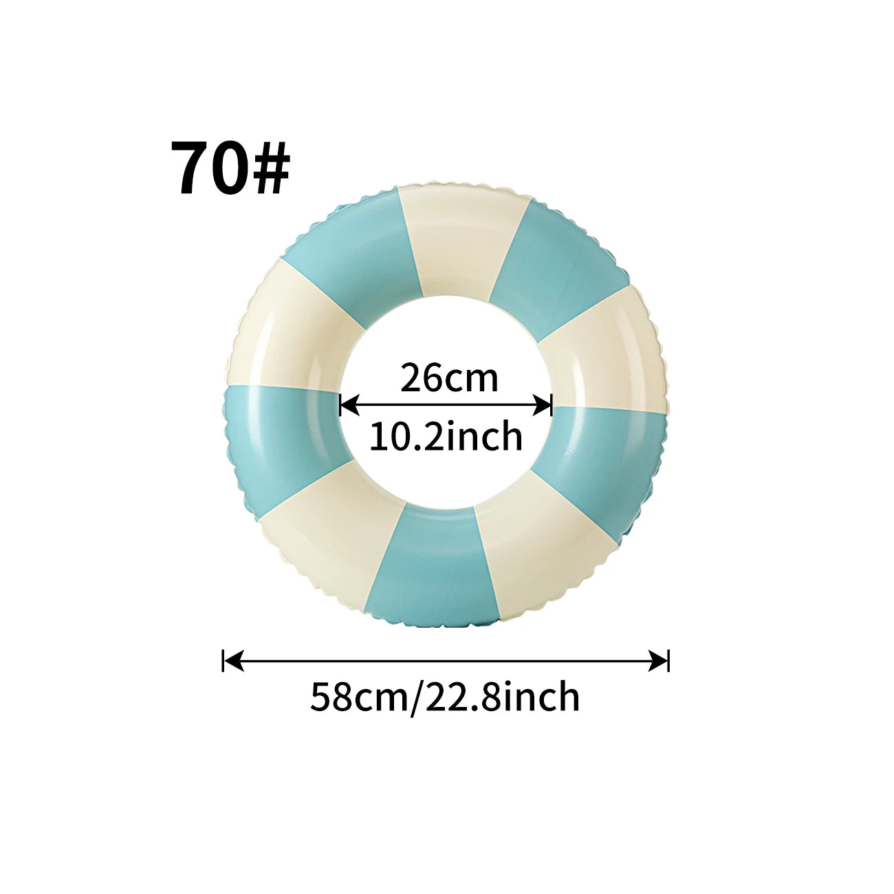 Flotteur gonflable rayué rose 70cm plage