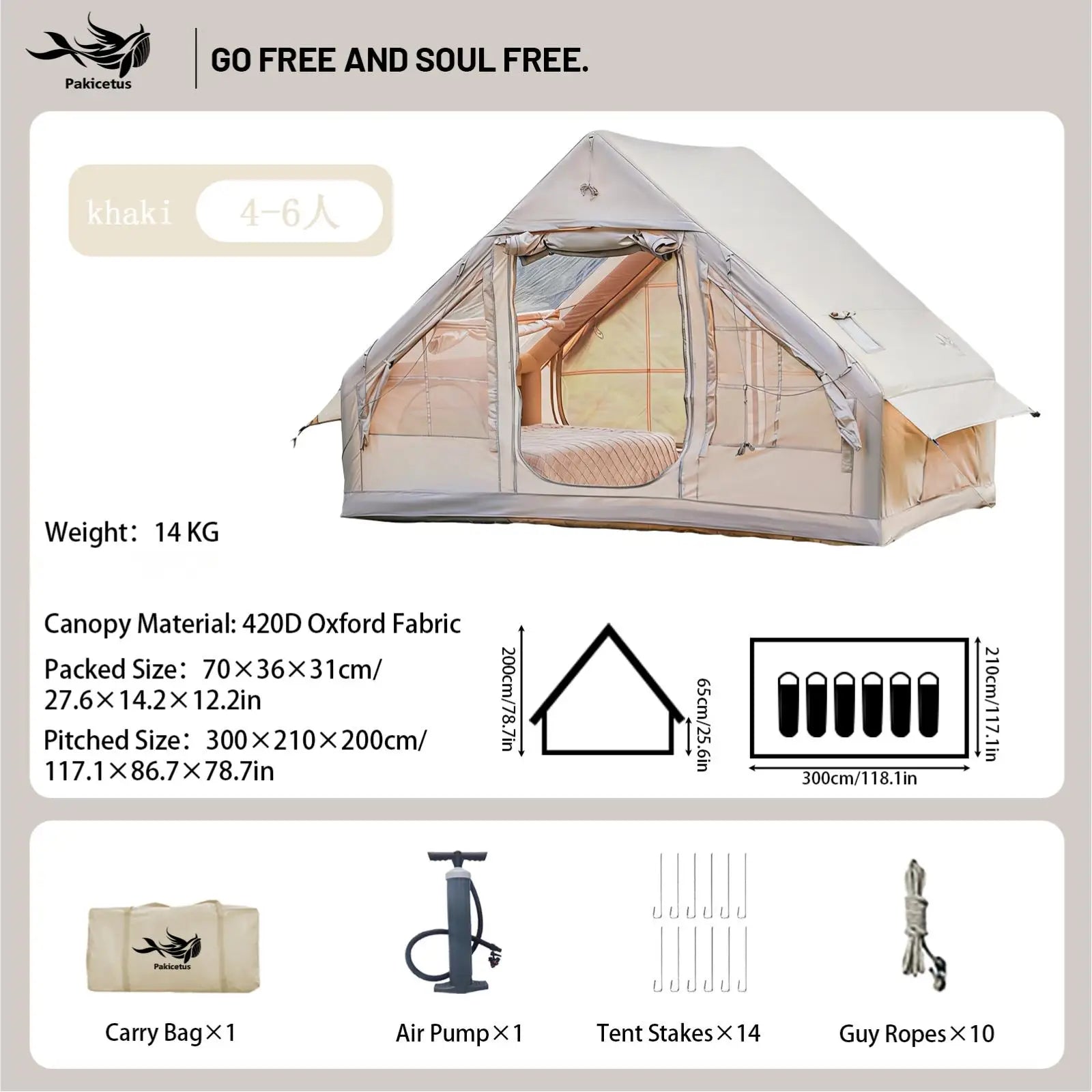 Tente gonflable familiale pliée sac transport format compact