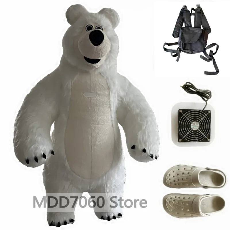 Costume gonflable mascotte animaux vue rapprochée du visage