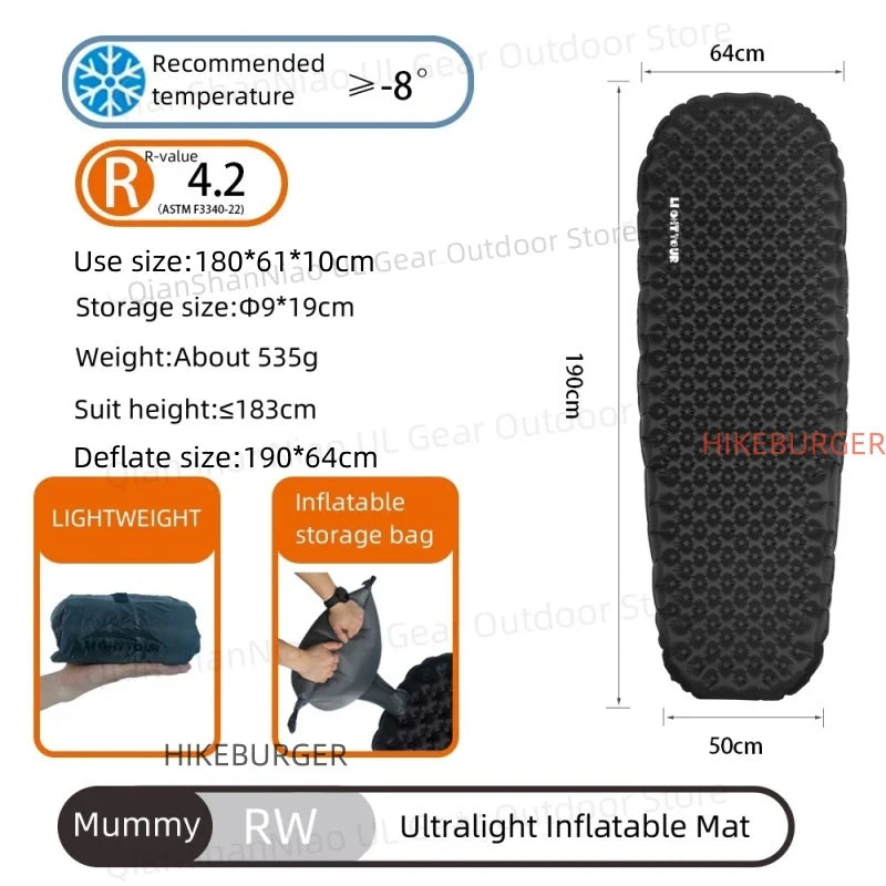 Tapis de couchage gonflable plié et compact