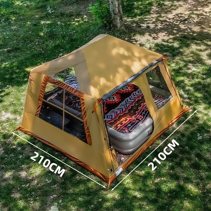 Tente gonflable cabine avec poteaux installés